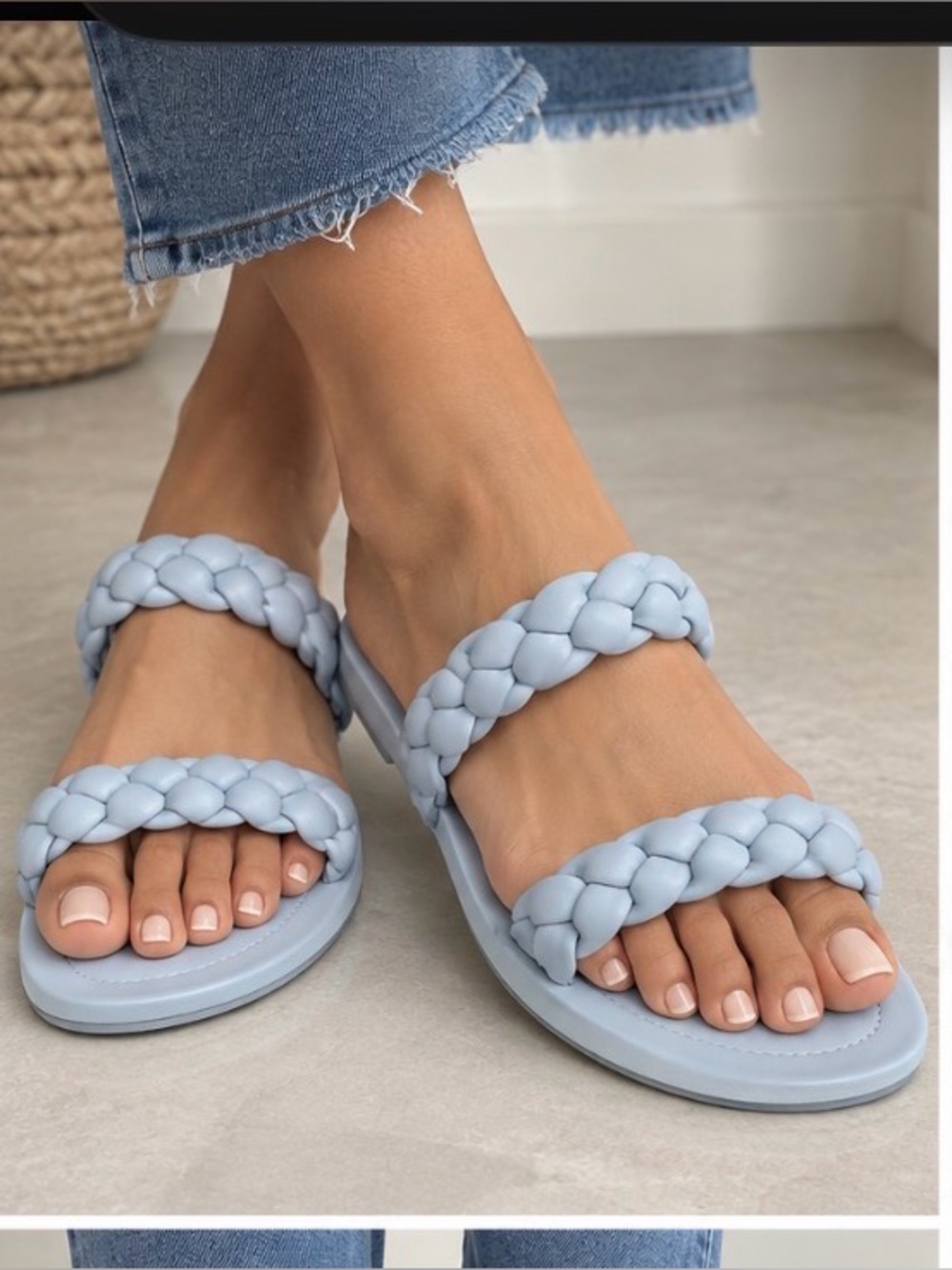 Cushionaire light blue Braided Slide Sandals Size 9.5